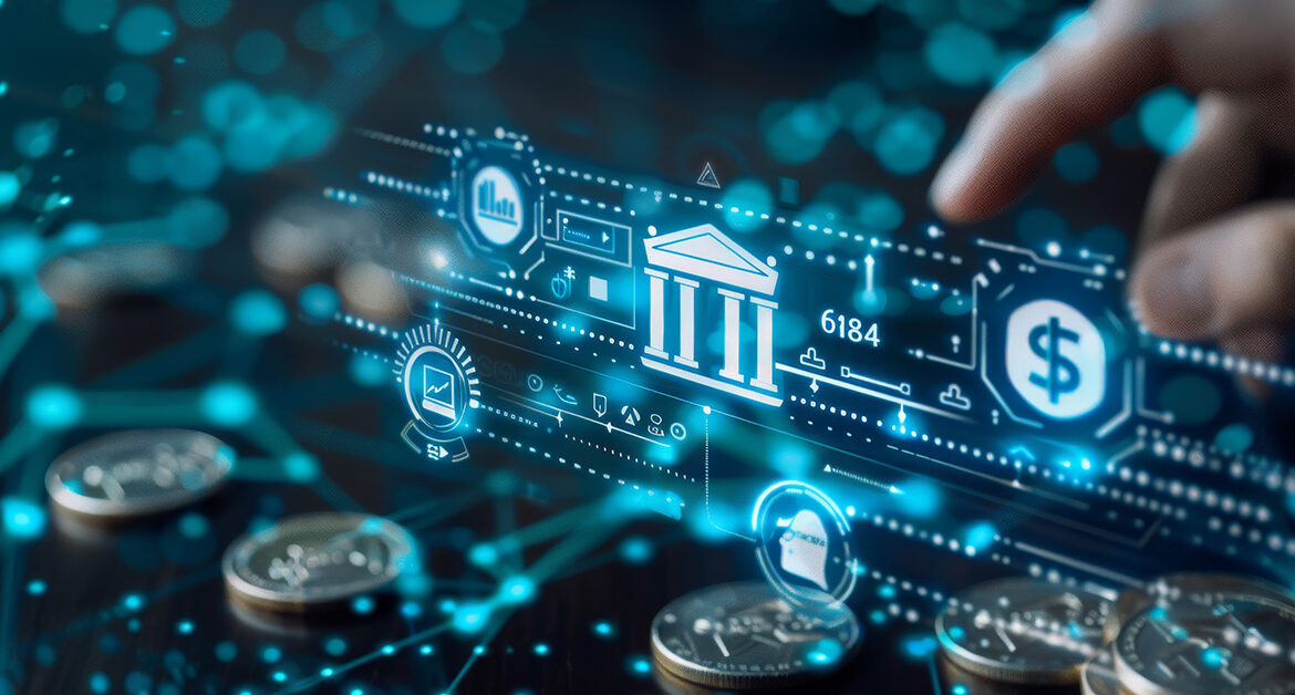Graphic of money and technology