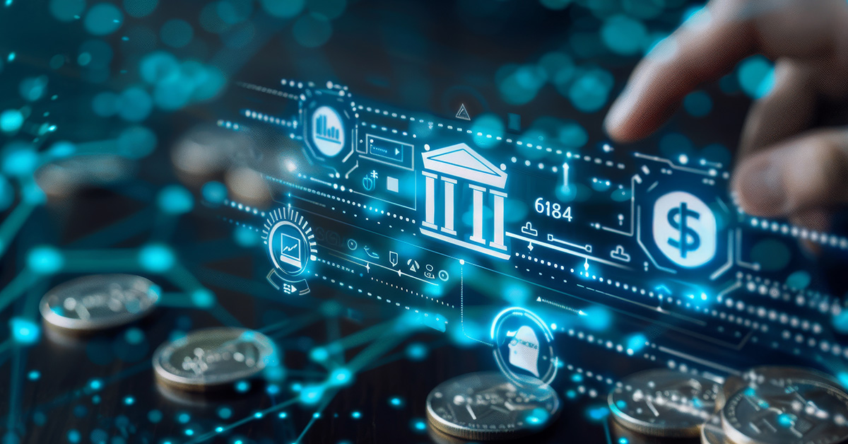Graphic of money and technology