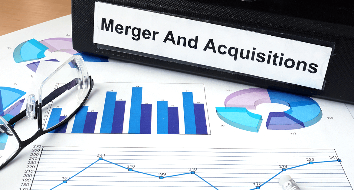 A collection of graphs and charts illustrating mergers and acquisitions