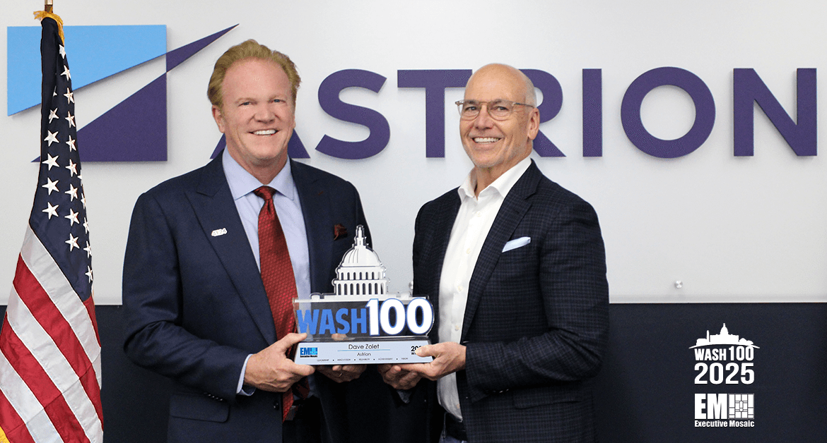 Astrion CEO David Zolet and Executive Mosaic CEO  Jim Garrettson. Zolet received the 2025 Wash100 Award.