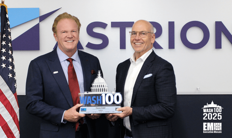 Astrion CEO David Zolet and Executive Mosaic CEO  Jim Garrettson. Zolet received the 2025 Wash100 Award.