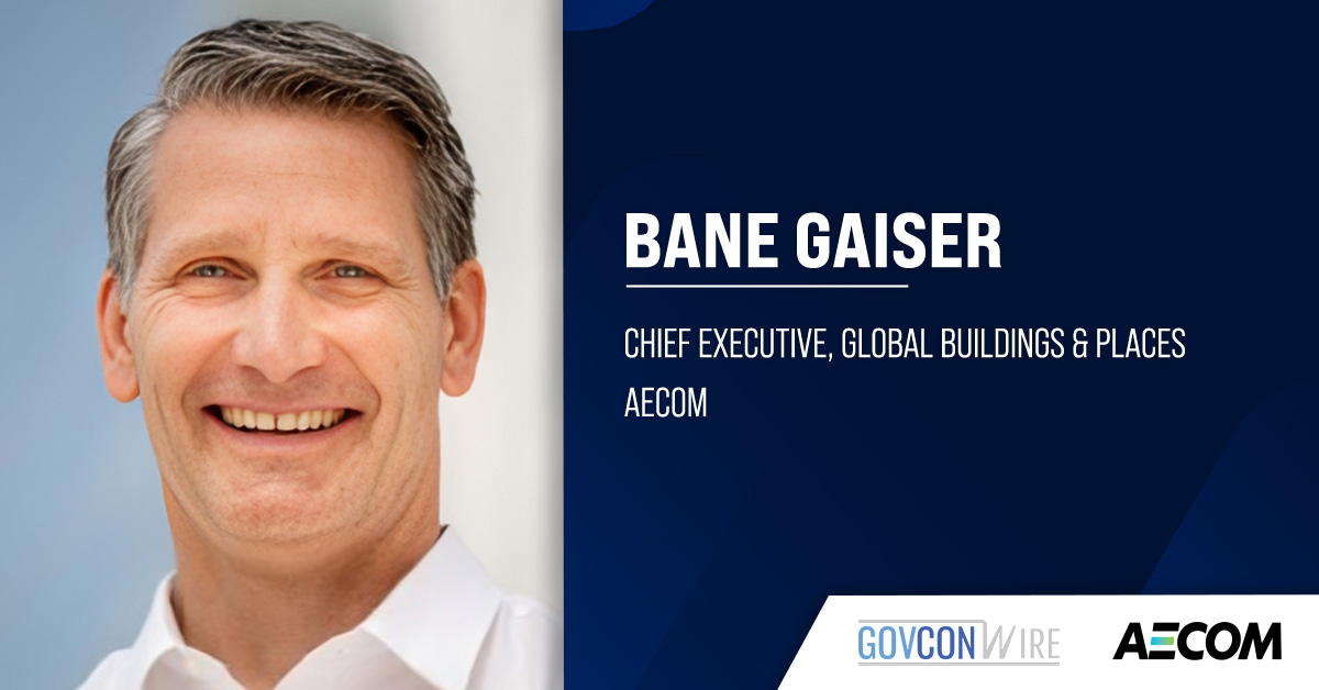 Headshot of Bane Gaiser, a chief executive at AECOM. Gaiser comments about the company's new contracts