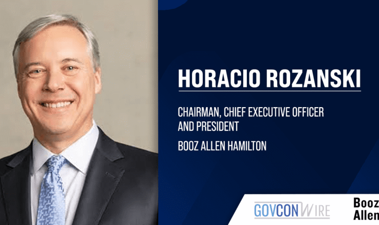 Booz Allen CEO Horacio Rozanski. Booz Allen reported a $2.9 billion fiscal year 2026 first quarter revenue.