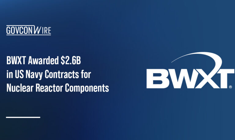 BWX Technologies logo. The US Navy awarded BWXT a $2.6 billion contract to supply naval nuclear reactor components.