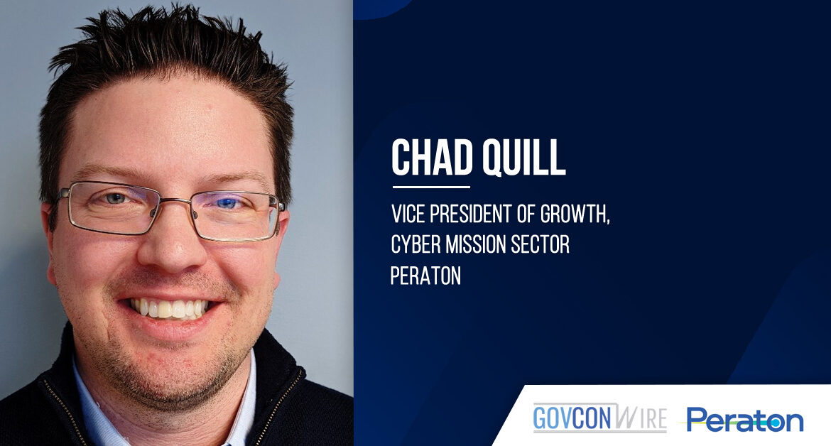 Headshot of Chad Quill, growth VP for Peraton. Quill posted about his new role on LinkedIn