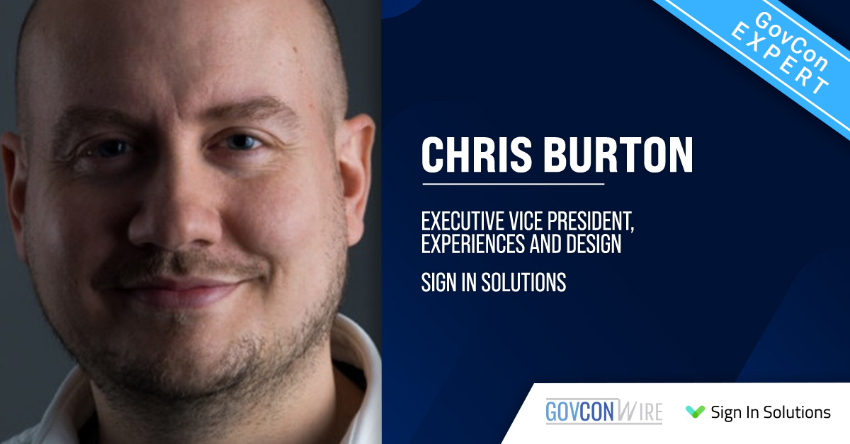 Chris Burton of Sign In Solutions. Burton is interested in how GovCons can balance security and visitor experience.