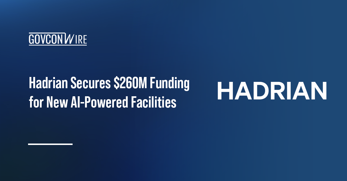 Hadrian logo. Hadrian secured $260 million in funding to build new AI-powered facilities.