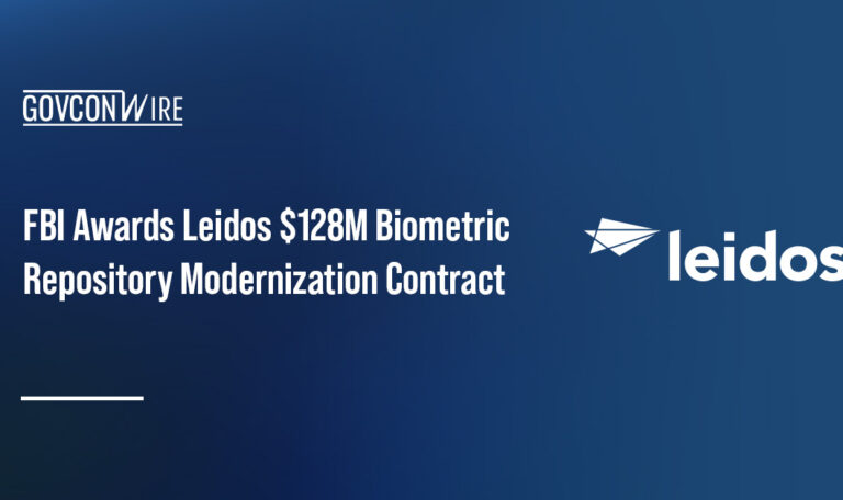 Leidos logo. The FBI awarded a $128 million contract to Leidos to modernize the NGI system.
