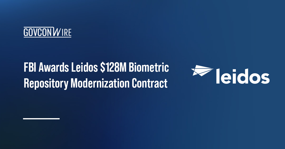 Leidos logo. The FBI awarded a $128 million contract to Leidos to modernize the NGI system.