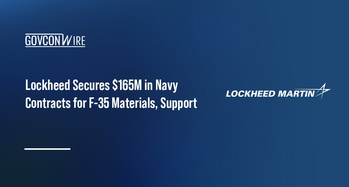 Lockheed Martin logo. Lockheed secured two Navy contracts for F-35 materials and support.