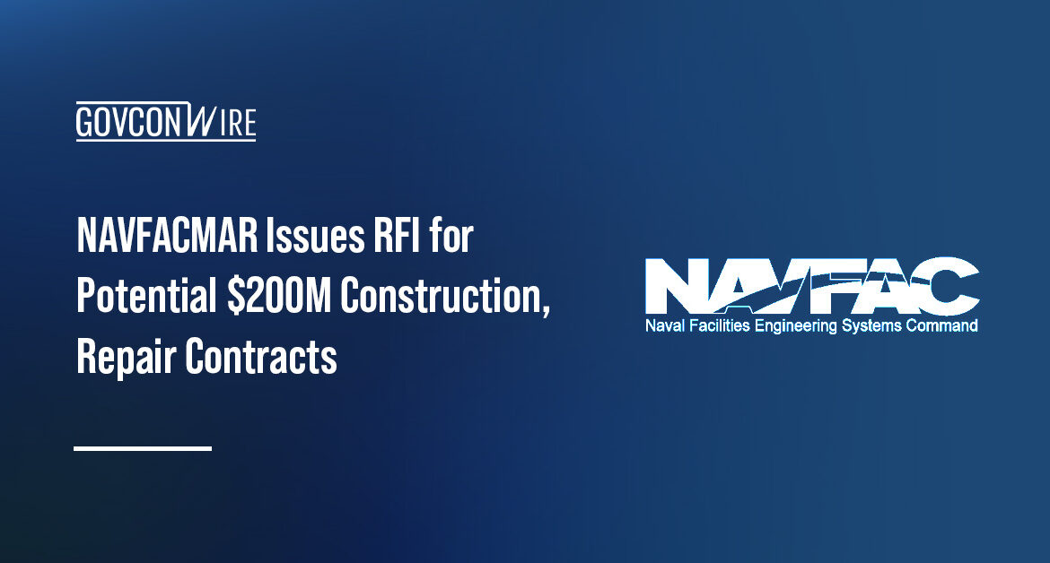 NAVFAC logo. NAVFACMAR seeks industry input for two construction and repair contracts.