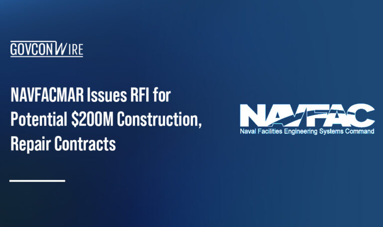 NAVFAC logo. NAVFACMAR seeks industry input for two construction and repair contracts.