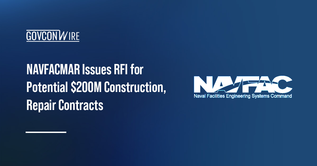 NAVFAC logo. NAVFACMAR seeks industry input for two construction and repair contracts.