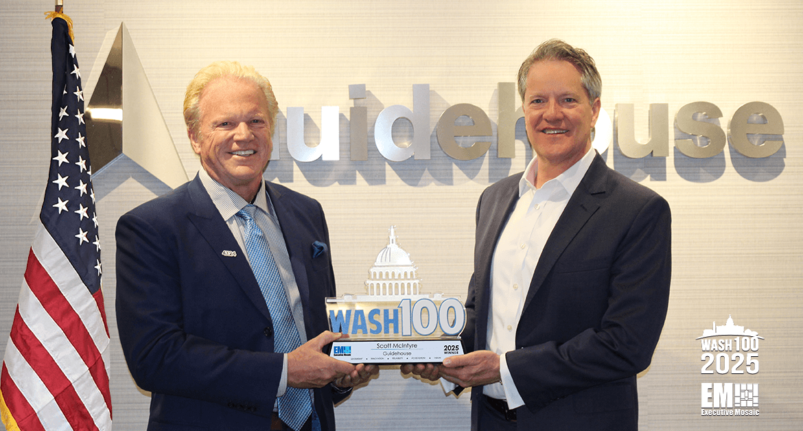 Executive Mosaic presented Guidehouse CEO Scott McIntyre with his ninth Wash100 Award