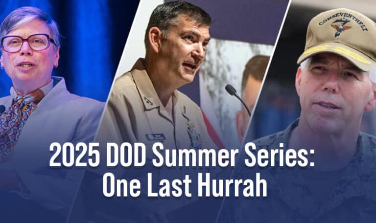 Three Navy leaders. Potomac Officers Club's 2025 Navy Summit is the culmination of the organization's DOD Summer Series.