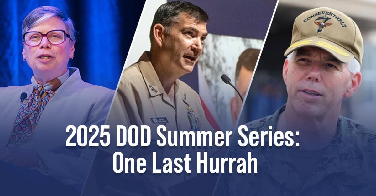 Three Navy leaders. Potomac Officers Club's 2025 Navy Summit is the culmination of the organization's DOD Summer Series.