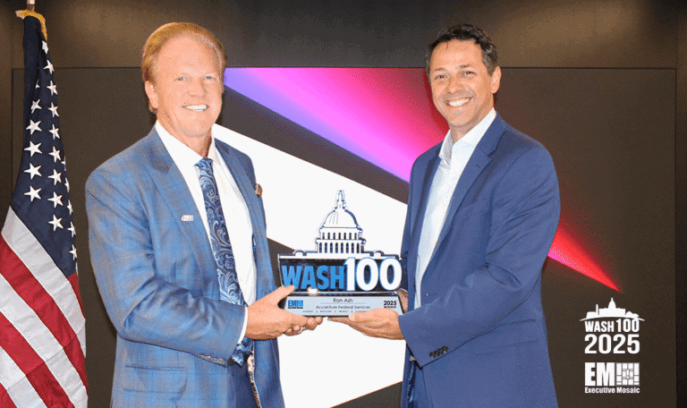 Ron Ash. The AFS chief executive received his first Wash100 Award from Executive Mosaic CEO Jim Garrettson.