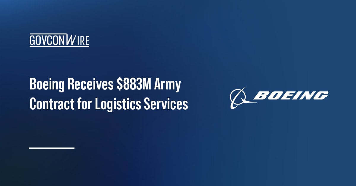 Boeing logo. Boeing was awarded an Army contract for logistics and cargo engineering services.