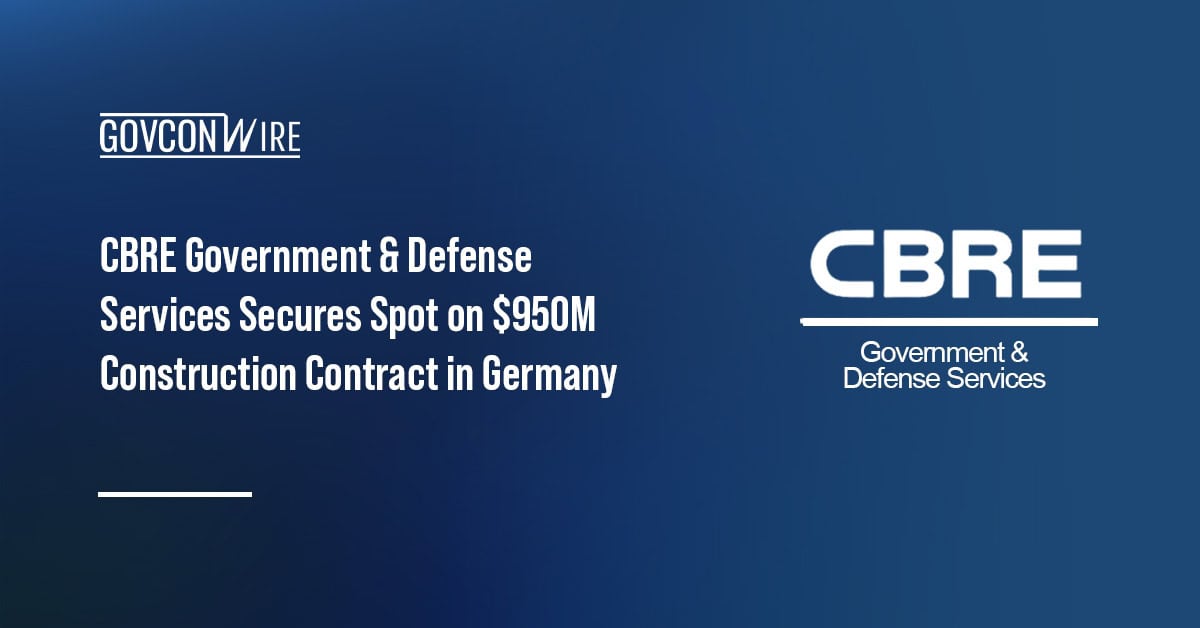 CBRE Government & Defense Services logo. Germany awarded CBRE a $950 million construction contract.