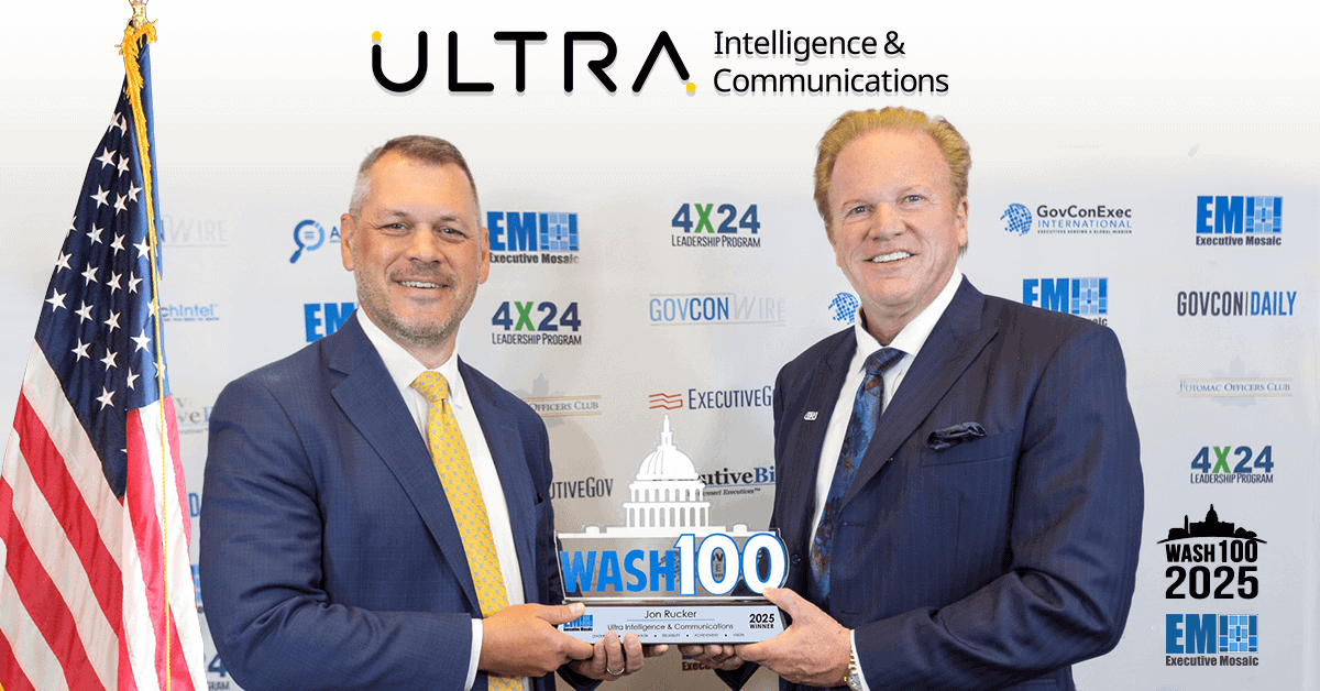 Ultra I&C CEO Jon Rucker with Executive Mosaic CEO Jim Garrettson. Rucker won his second Wash100 Award this year.