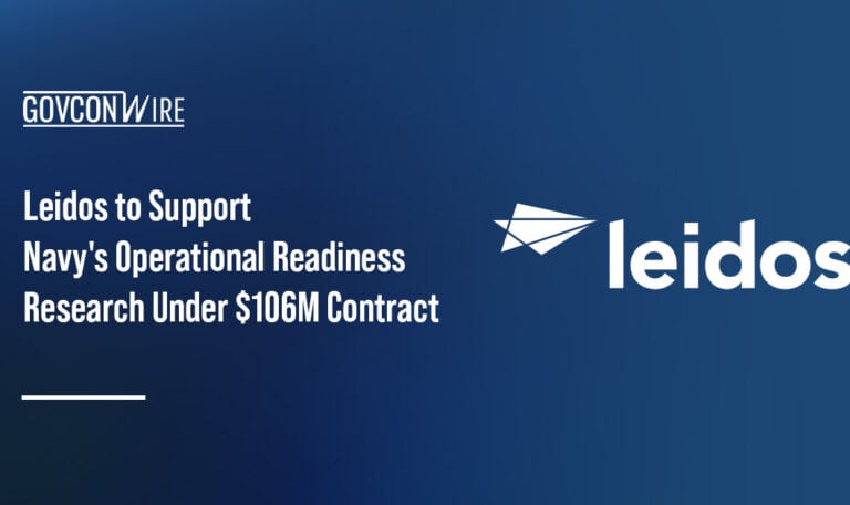 Leidos logo. The company secured a $106 million Navy research support contract.