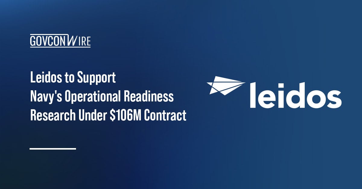 Leidos logo. The company secured a $106 million Navy research support contract.