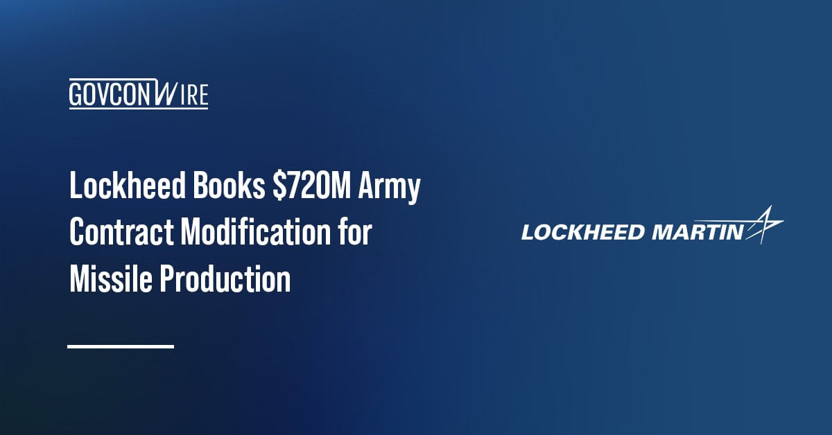 Lockheed Martin logo. Lockheed booked an Army contract modification for HELLFIRE and Joint-Air-to-Ground Missile production.