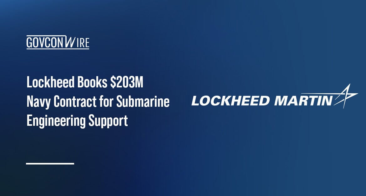 Lockheed Martin logo. Lockheed was awarded a U.S. Navy contract for submarine engineering and technical services.
