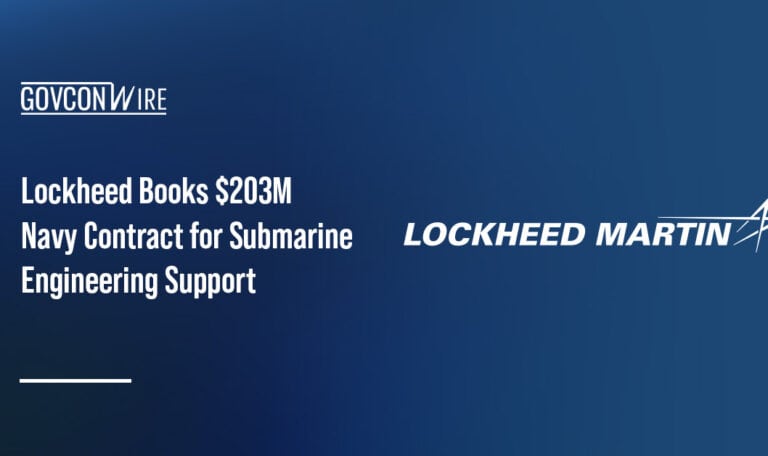 Lockheed Martin logo. Lockheed was awarded a U.S. Navy contract for submarine engineering and technical services.