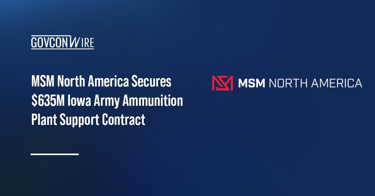 MSM North America logo. The US Army awarded a $635.2 million contract to MSM to support the Iowa Army Ammunition Plant