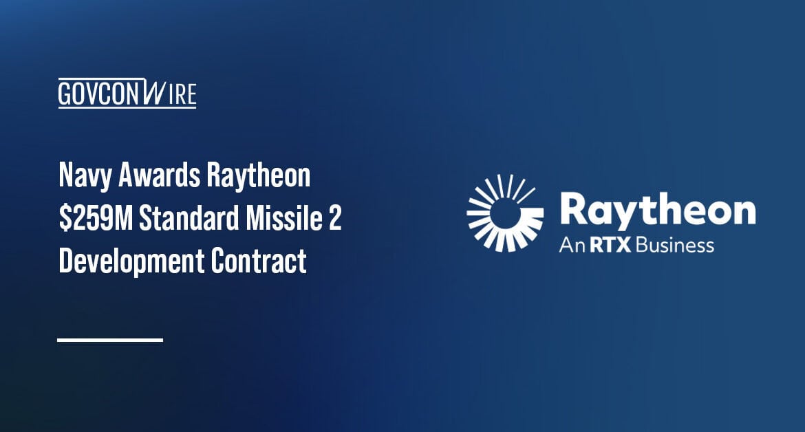 Raytheon logo. The US Navy awarded a $259 million Standard Missile 2 development contract to Raytheon.