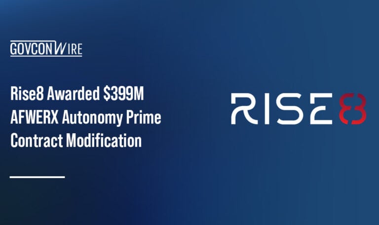 Rise8 logo. Rise8 secured a $399 million AFWERX Autonomy Prime contract modification for software tools.