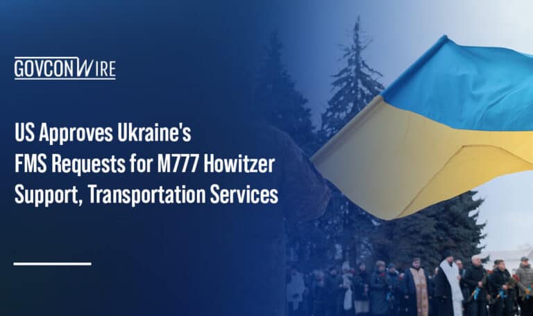Soldier waving Ukrainian flag. US approves Ukraine's FMS requests.