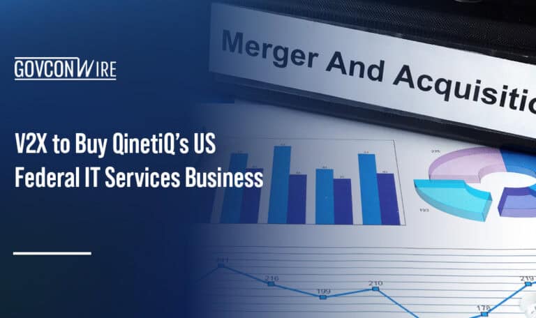 Graphs and charts representing mergers and acquisitions. QinetiQ agreed to sell its U.S. federal IT services business to V2X.