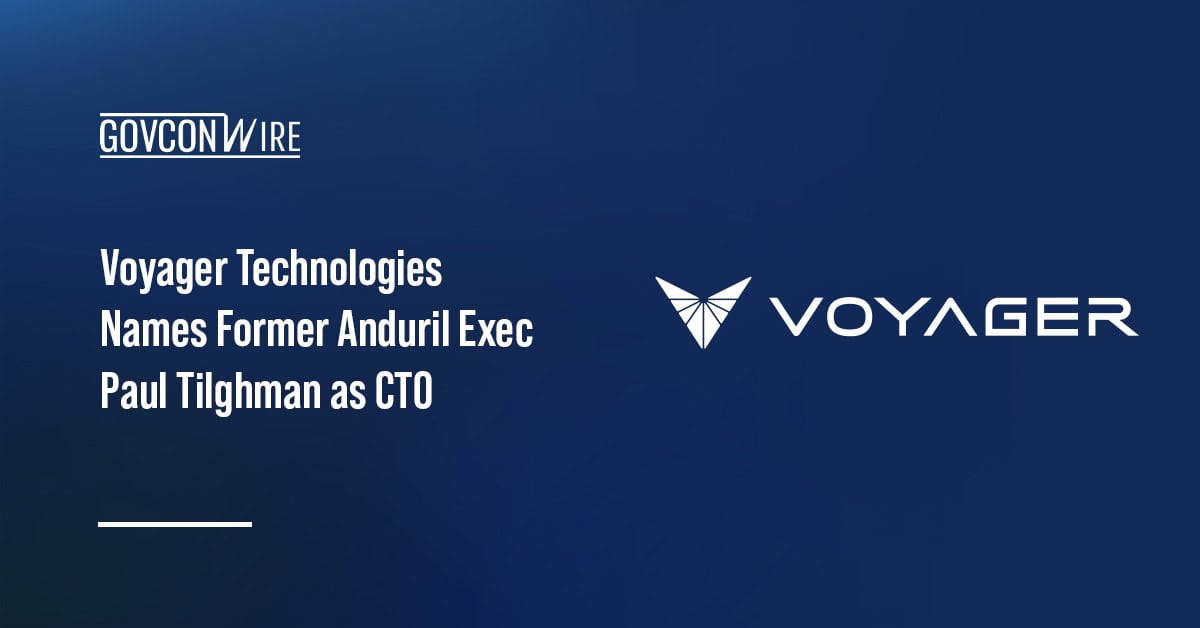 Voyager Technologies logo. Former Anduril executive Paul Tilghman joined Voyager as CTO.