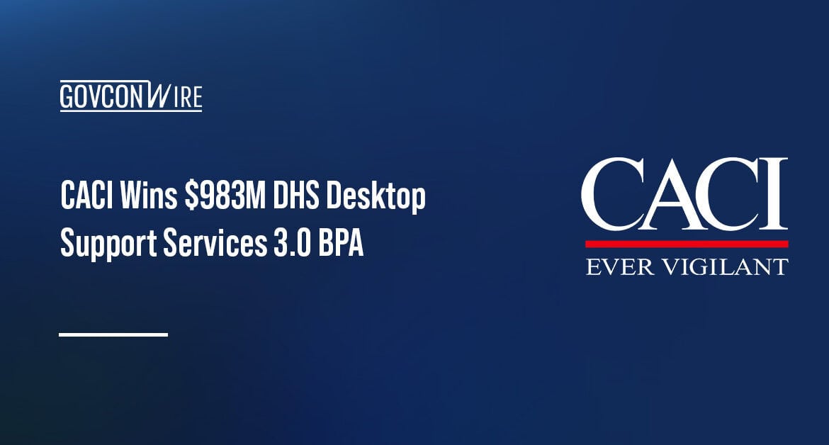 CACI logo. DHS awarded a CACI subsidiary the DSS 3.0 BPA for IT support services.