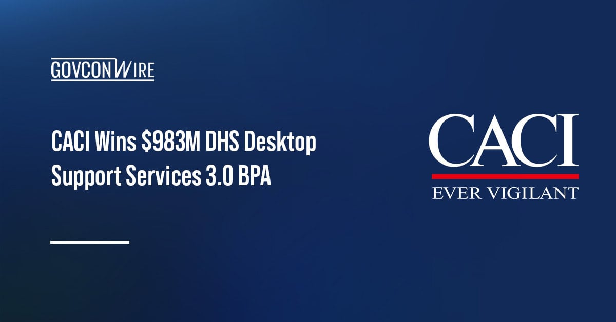 CACI logo. DHS awarded a CACI subsidiary the DSS 3.0 BPA for IT support services.
