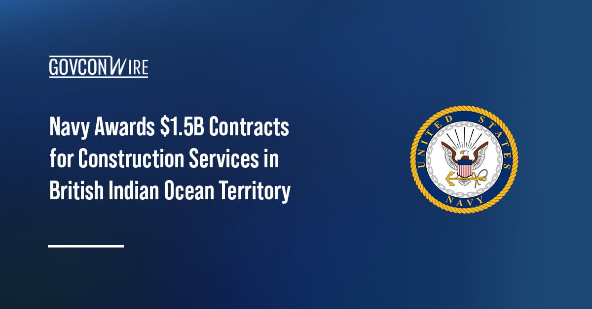 U.S. Navy logo. The Navy named the five companies that will receive contracts for construction services