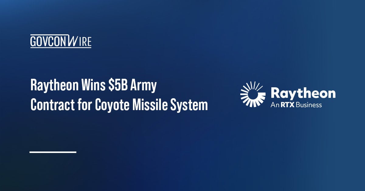 Raytheon logo. RTX subsidiary Raytheon has secured a contract from the U.S. Army to supply Coyote Missile System components.