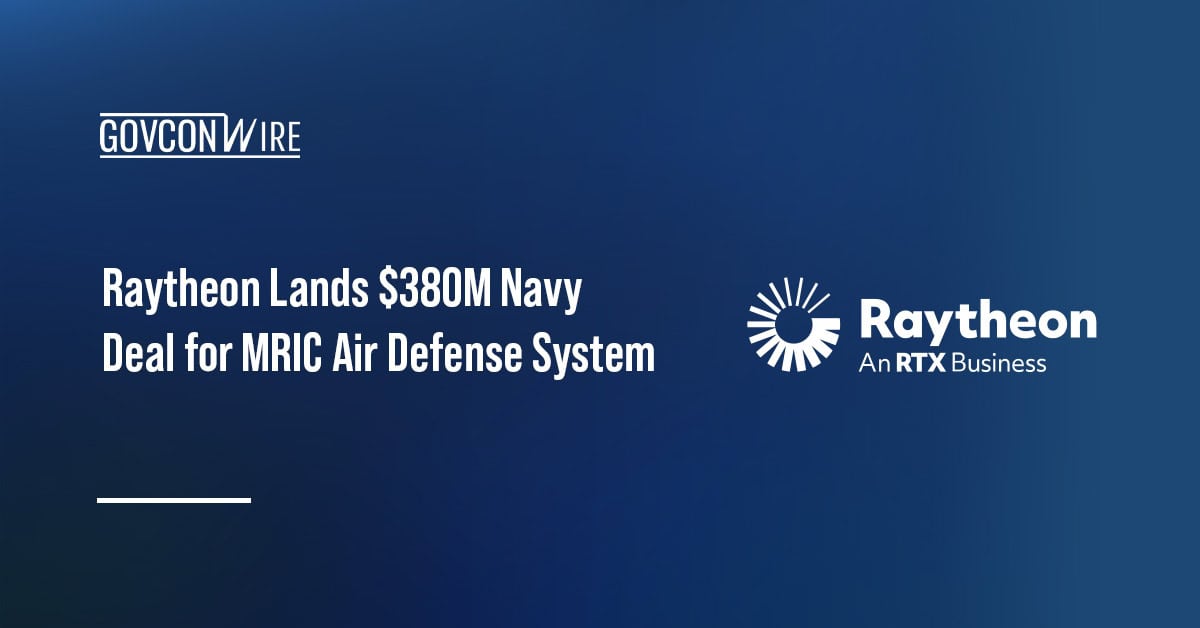 Raytheon company logo. Raytheon will produce MRIC air defense systems for the Navy