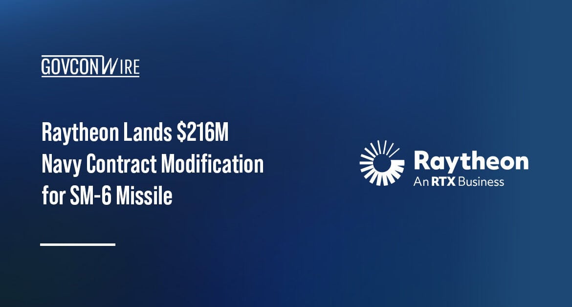Raytheon logo. The RTX business received a U.S. Navy contract modification to expand SM-6 missile production capacity.