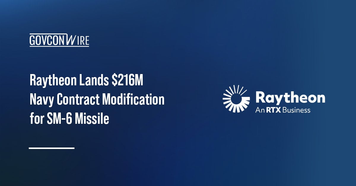 Raytheon logo. The RTX business received a U.S. Navy contract modification to expand SM-6 missile production capacity.