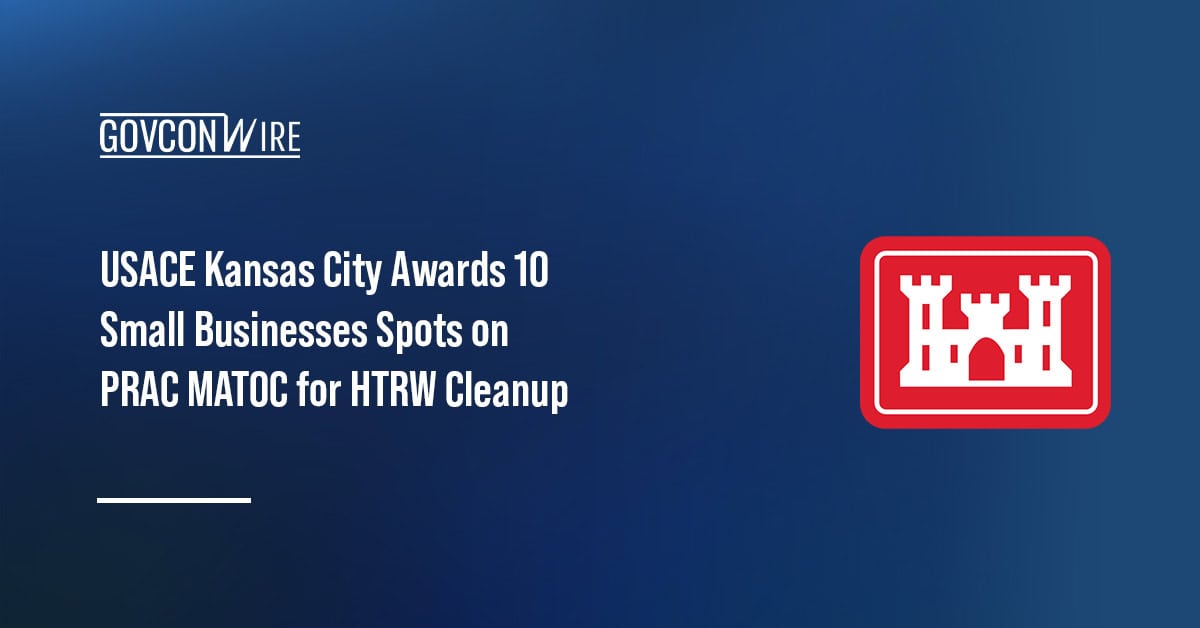 USACE logo. USACE Kansas City has awarded spots on its PRAC MATOC to 10 small businesses for HTRW cleanup work.