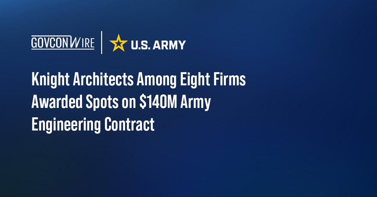 US Army logo. Knight Architects secures spot on a $140M Army design contract for South Atlantic projects.