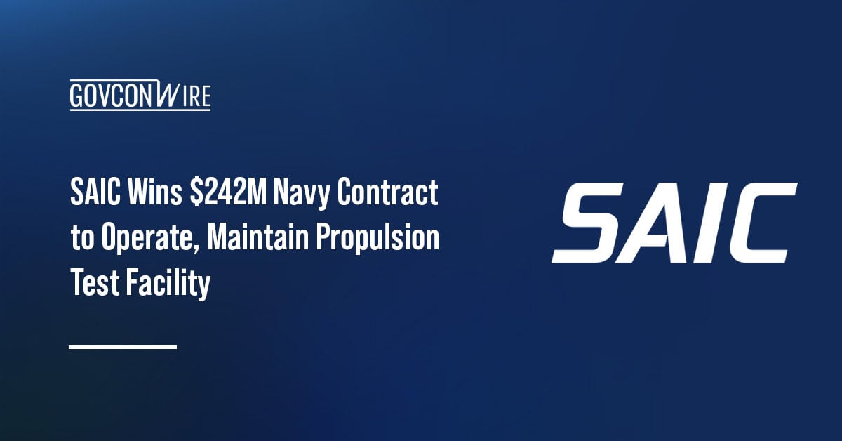 SAIC logo. SAIC secures a $241.6 million Navy contract to operate, maintain and modernize the Propulsion Test Facility.