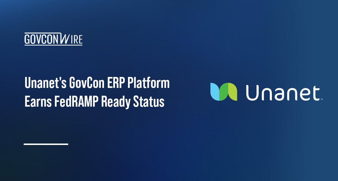Unanet logo. Unanet has achieved FedRAMP Ready Status for its GovCon ERP Platform.