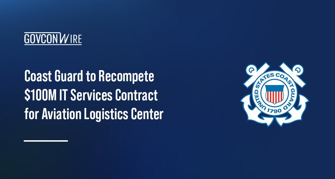U.S. Coast Guard logo. USCG plans to recompete a contract for IT services valued at over $100 million.